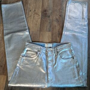 Agolde Metallic Silver Straight Jeans